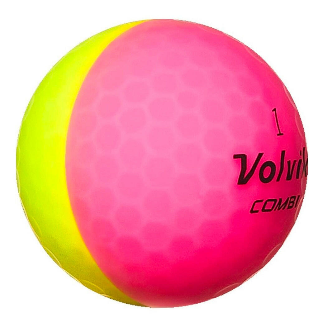Volvik Vivid Combi Dual-Colour Golf Balls - Yellow/Pink