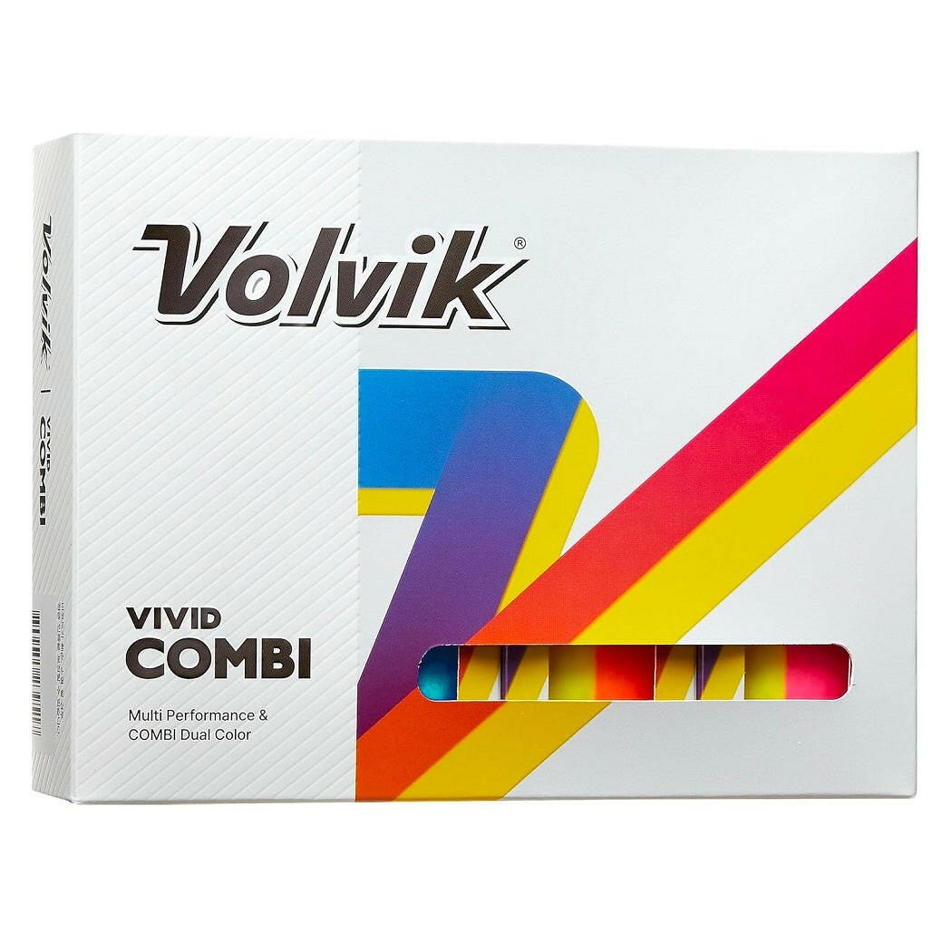 Volvik Vivid Combi Dual-Colour Golf Balls - showing the box of 12