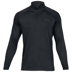 Under Armour Tech 2.0 1/2 Zip Training Top (Black) - showing the top`s front with its zippered opening