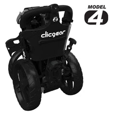 Clicgear 4.0 3 Wheel Golf Trolley (Black) - rear view, showing the trolley folded