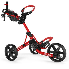 Clicgear 4.0 3 Wheel Golf Trolley (Red) - showing the trolley with its drink and umbrella holders