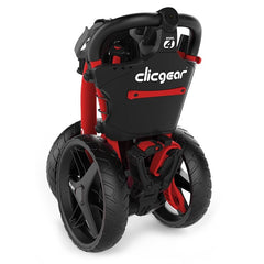 Clicgear 4.0 3 Wheel Golf Trolley (Red) - rear view, showing the trolley folded