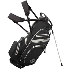 Wilson Staff Golf EXO Dry Carry/Stand Bag (Black/Charcoal/Silver) - showing the bag standing with its adjustable carrying strap