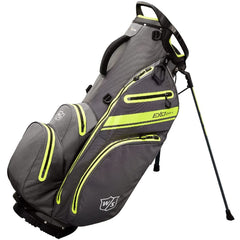 Wilson Staff Golf EXO Dry Carry/Stand Bag (Charcoal/Citron/Silver) - showing the bag standing on its support legs