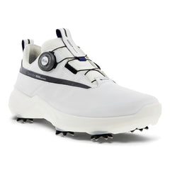 Ecco Biom G5 BOA GORE-TEX Men's Golf Shoes (White/Black UK 10.5-11) - showing the shoe`s toe, laces and spikes