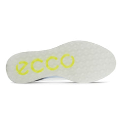 Ecco Biom S-Three GORE-TEX Spikeless Men's Golf Shoes (White/Black/Air UK 7.5) - showing the shoe`s spikeless sole with its ecco logo