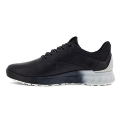 Ecco S-Three GORE-TEX Spikeless Men's Golf Shoes (Black/Concrete UK 8-8.5) - showing the shoe`s inner side and its patterned sole