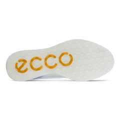 Ecco S-Three GORE-TEX Spikeless Men's Golf Shoes (Concrete/Retro Blue UK 10) - showing the shoe`s sole with its ecco logo