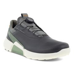 Ecco Biom H4 BOA GORE-TEX Spikeless Men's Golf Shoes (Magnet/Frosty Green UK 7.5) - showing the shoe`s toe and outer side