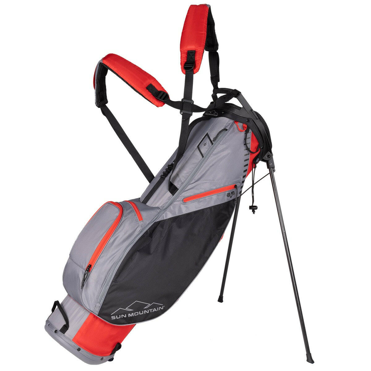 Sun Mountain Two5 Plus STAND Bag (2023) Red Nickel Black