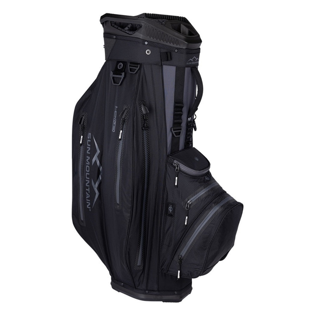 Sun Mountain H2NO Elite 14-Way Cart Golf Bag - Black/Steel - zipped pockets