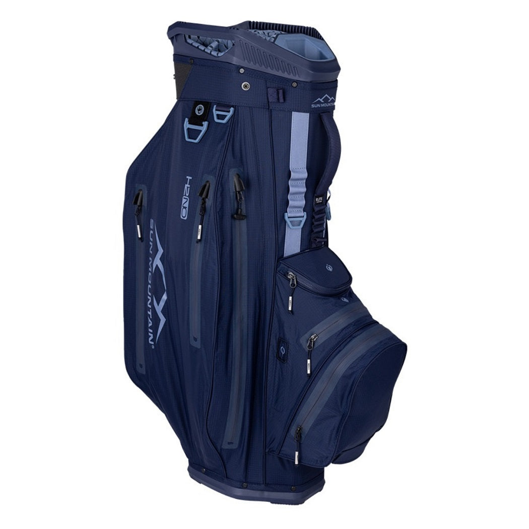 Sun Mountain H2NO Elite 14-Way Cart Golf Bag - Navy/Trident - zipped pockets