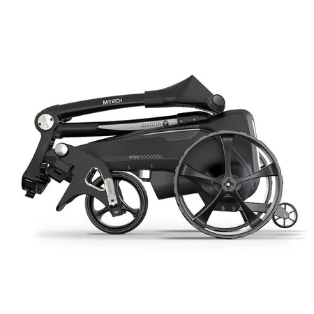 2025 Motocaddy Electric Golf Trolley - M-Tech GPS Ultra Lithium Battery - side view, folded