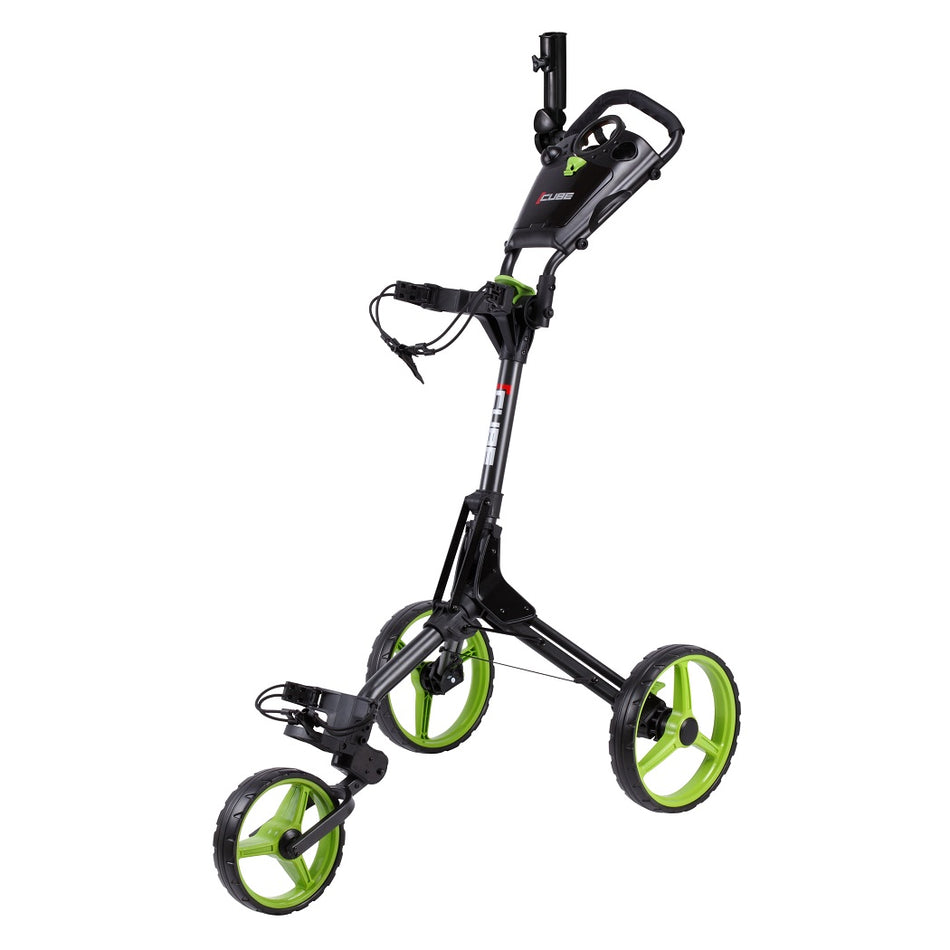 Skymax Cube 3.0 3-Wheel Golf Push Trolley – Charcoal/Lime