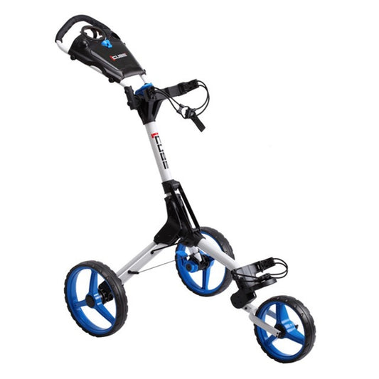 SkyMax Cube 3.0 Push Golf Trolley - 3-Wheel - White/Blue