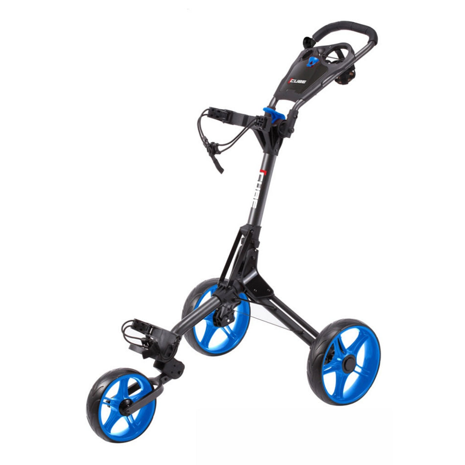 Skymax Cube 3.0 3-Wheel Golf Push Trolley – Charcoal/Blue