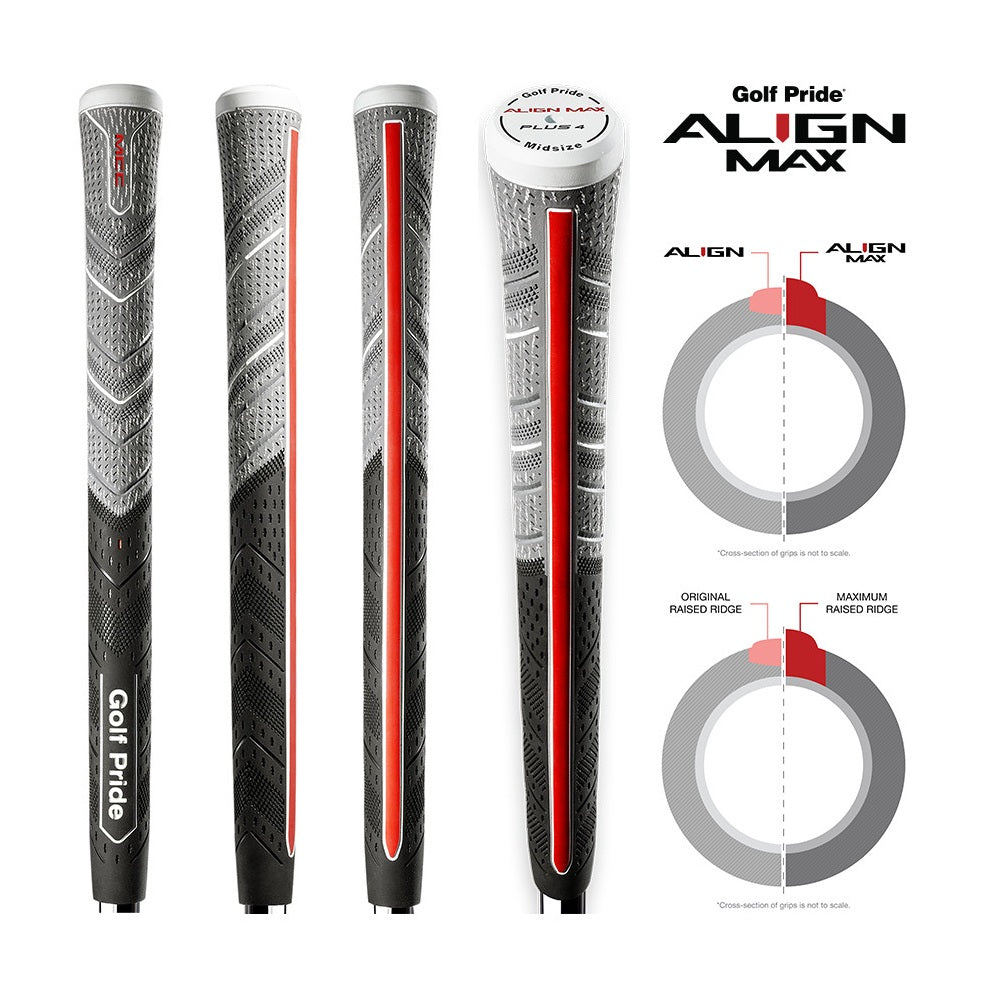 Golf Pride MultiCompound MCC Align Max Plus4 Grips - various views and cross-section of grip