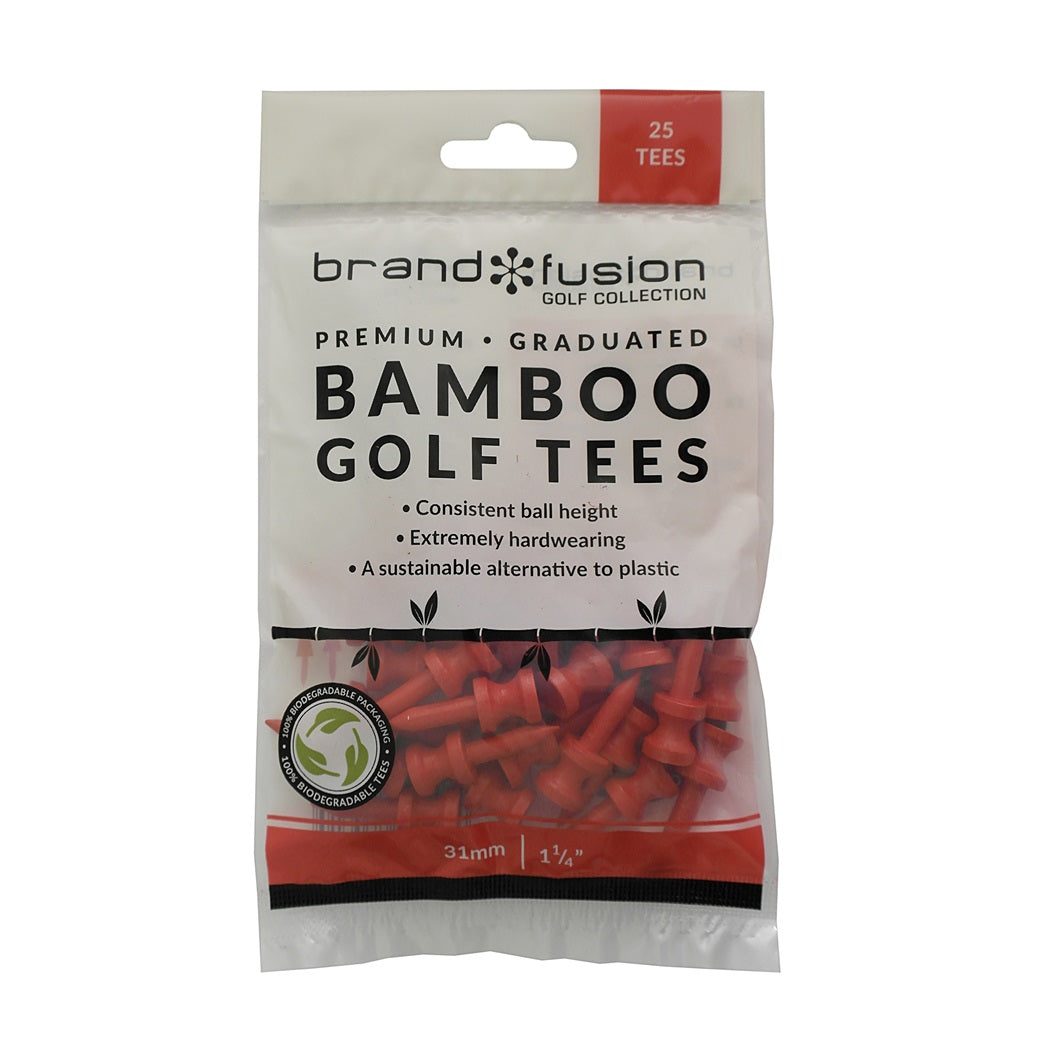 Brand Fusion Graduated BAMBOO Golf Tees - 31mm Red