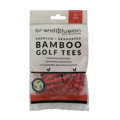 Brand Fusion Graduated BAMBOO Golf Tees - 31mm Red