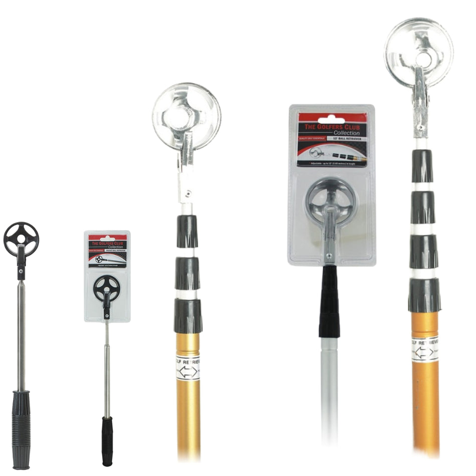 Brand Fusion Golf Ball Retriever - Telescopic BALL Pick Up - showing its 3 lengths