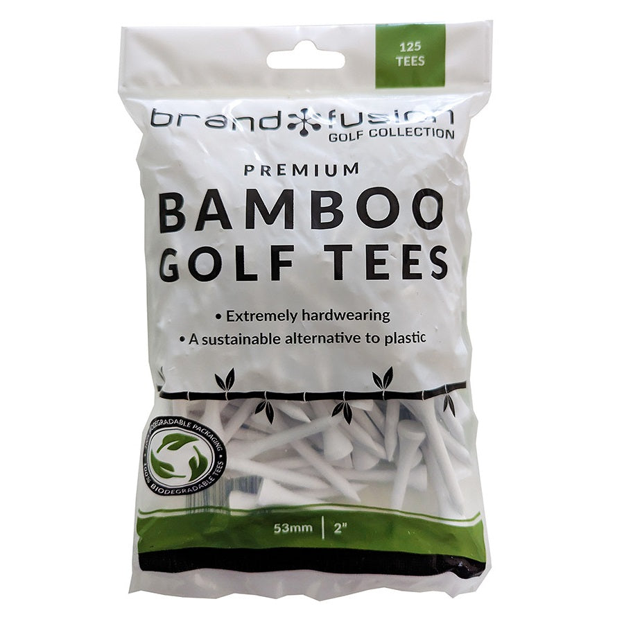 Brand Fusion Bamboo Golf Tees - Bumper Pack - 53mm White
