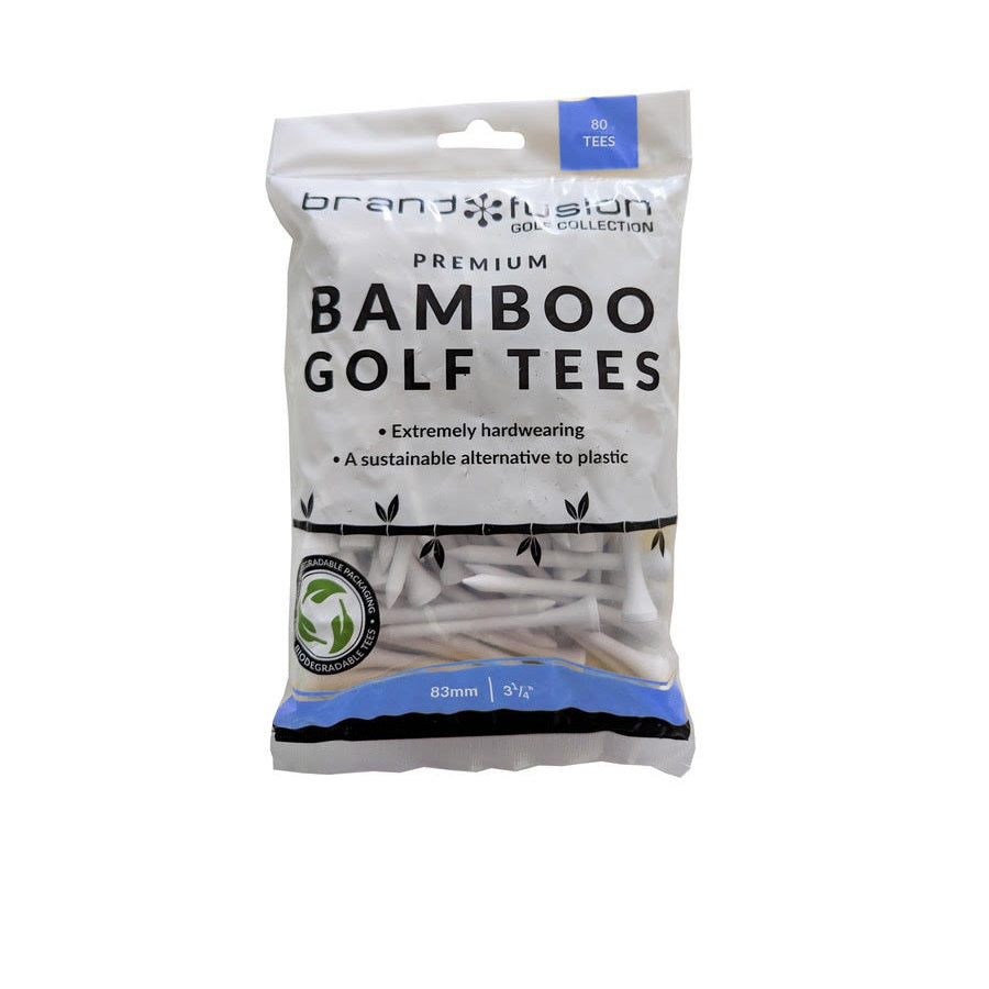 Brand Fusion Bamboo Golf Tees - Bumper Pack - 83mm White