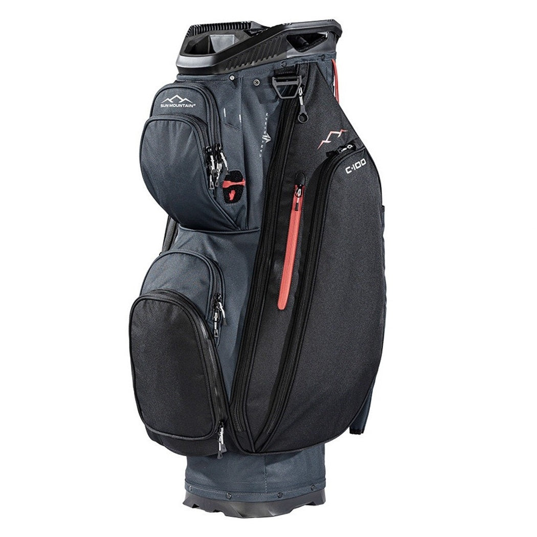 Sun Mountain C-100 14-Way Cart Golf Bag - Steel/Black/Red