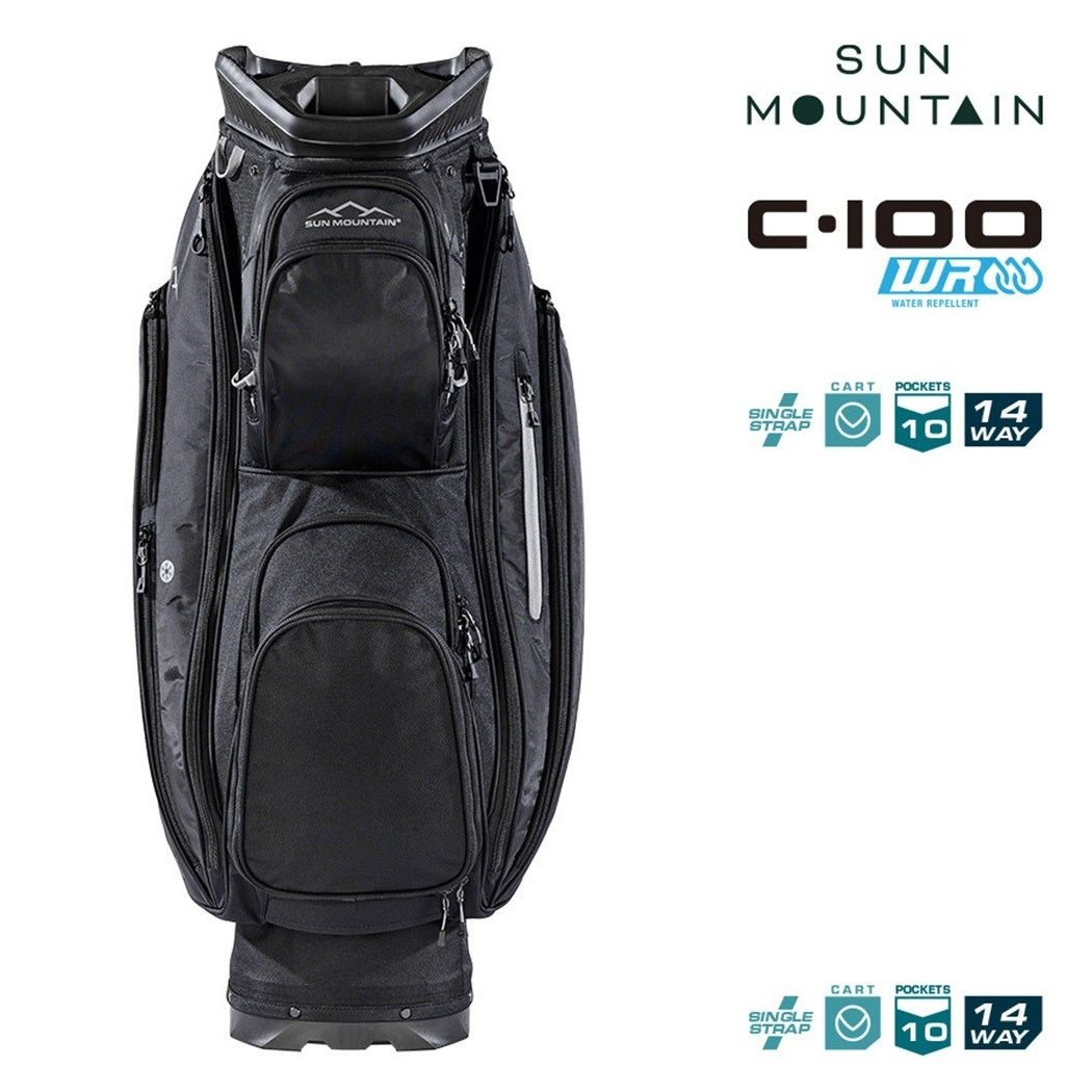Sun Mountain C-100 14-Way Cart Golf Bag - Black - zipped pockets and divider