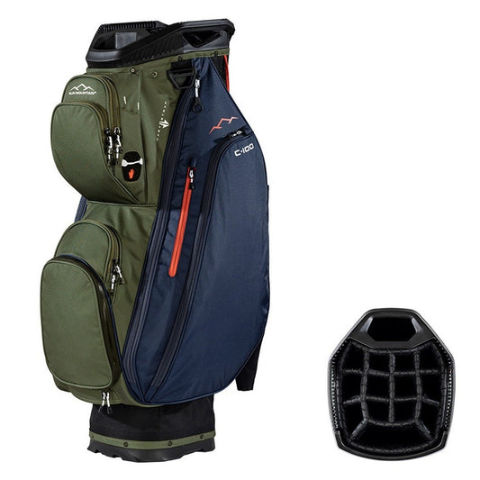 Sun Mountain C-100 14-Way Lightweight Cart Golf Bag - Black/Olive/Inferno