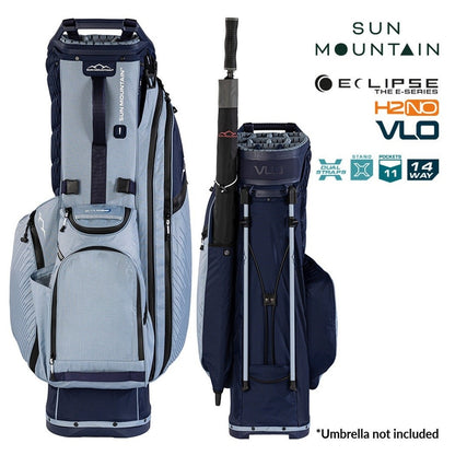 Sun Mountain Eclipse E3.5 4-Way Carry/Stand Golf Bag - Navy/Ash - front and rear views