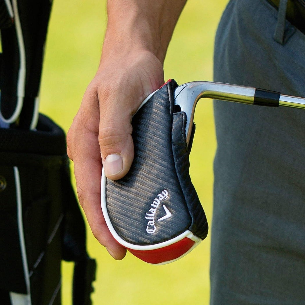 Callaway Golf Deluxe Iron Covers - showing a headcover on a club (clubs not included)