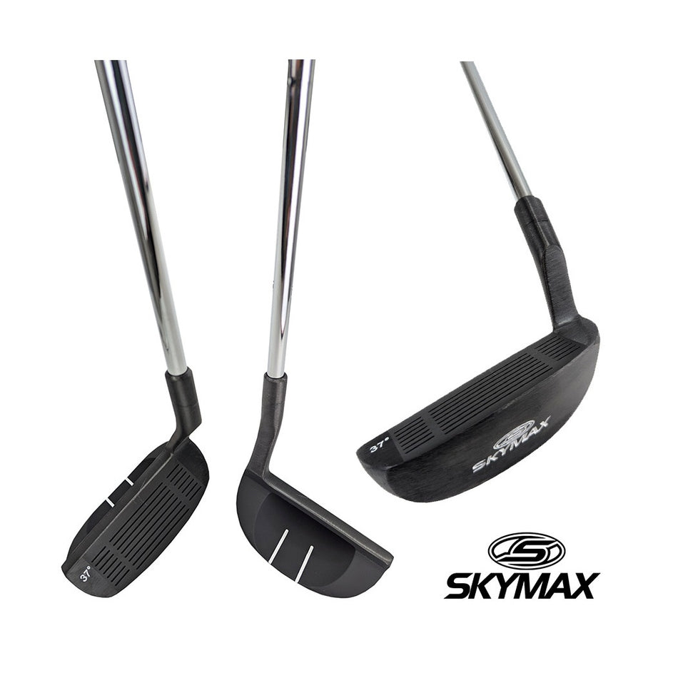 Skymax 37 Degree Golf Chipper black with white alignment lines from face view and above