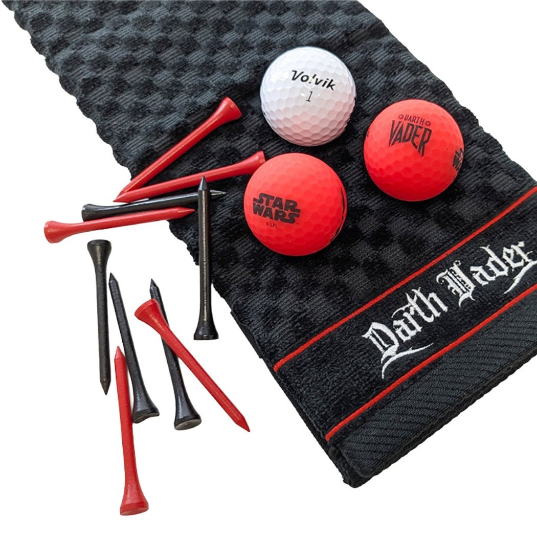 Volvik Star Wars Darth Vader Golf Ball, Towel & Tee Gift Set -  showing balls, tees and towel