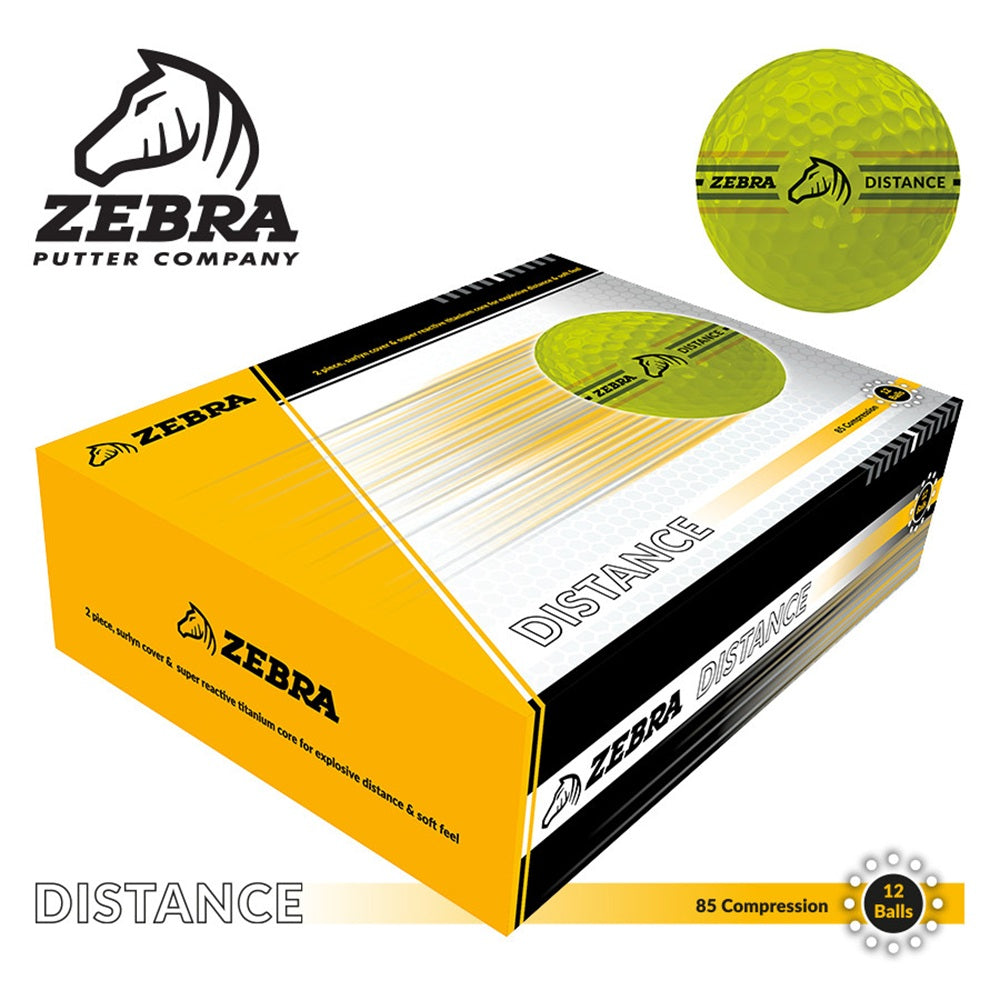 Zebra Golf Balls - 1 Dozen - Distance Yellow