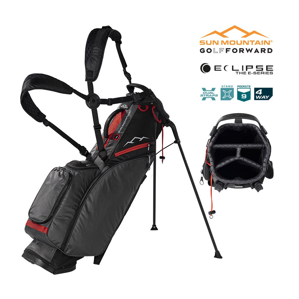 Sun Mountain Eclipse Two-5 Lite Carry/Stand Bag - 4-Way - 2025 Range - Black/Steel/Red