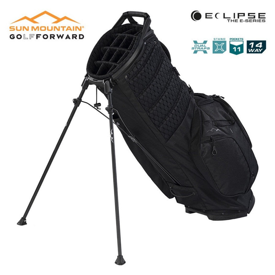 Sun Mountain Eclipse Three-5 14-Way Carry/Stand Bag - Black - stand extended