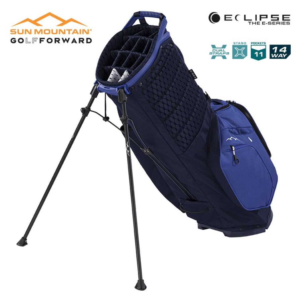 Sun Mountain Eclipse Three-5 14-Way Carry/Stand Bag - Falcon Blue/Navy - stand extended