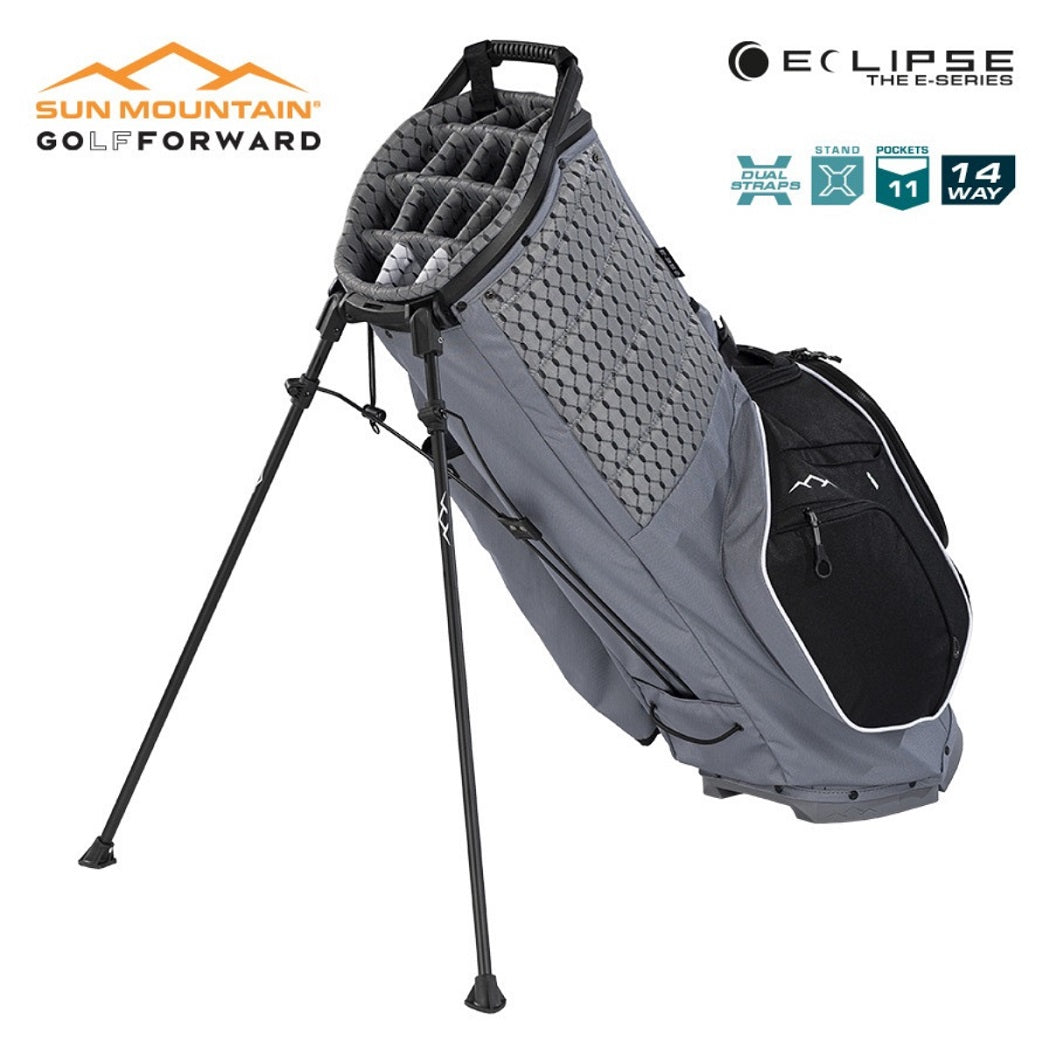 Sun Mountain Eclipse Three-5 14-Way Carry/Stand Bag - Nickel/Black/White - stand extended
