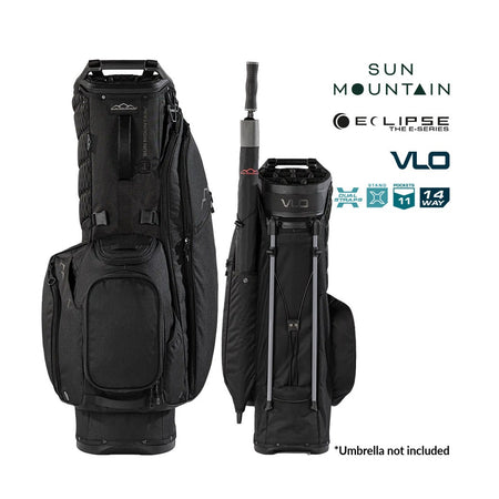 Sun Mountain Eclipse E4.5 VLO 14-Way Hybrid Golf Bag - Black - front and rear views