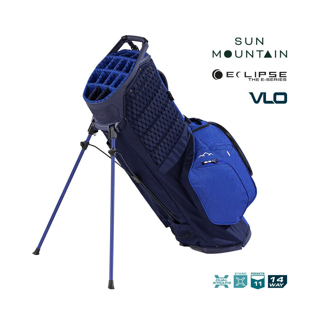 Sun Mountain Eclipse E4.5 VLO 14-Way Hybrid Golf Bag - Navy/Falcon Blue - standing