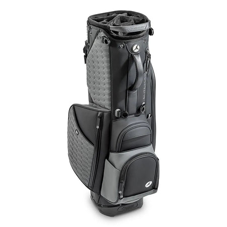 Motocaddy Elite Flex Golf Hybrid Stand / Carry Bag - Black/Charcoal - front view padding carry handle and pockets