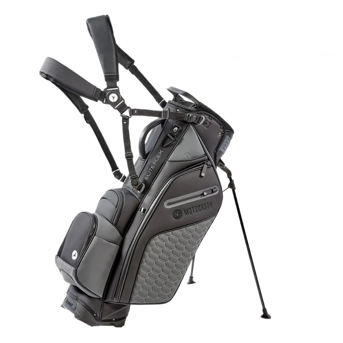 Motocaddy Elite Flex Golf Hybrid Stand Bag with dual carry strap - Black/Charcoal