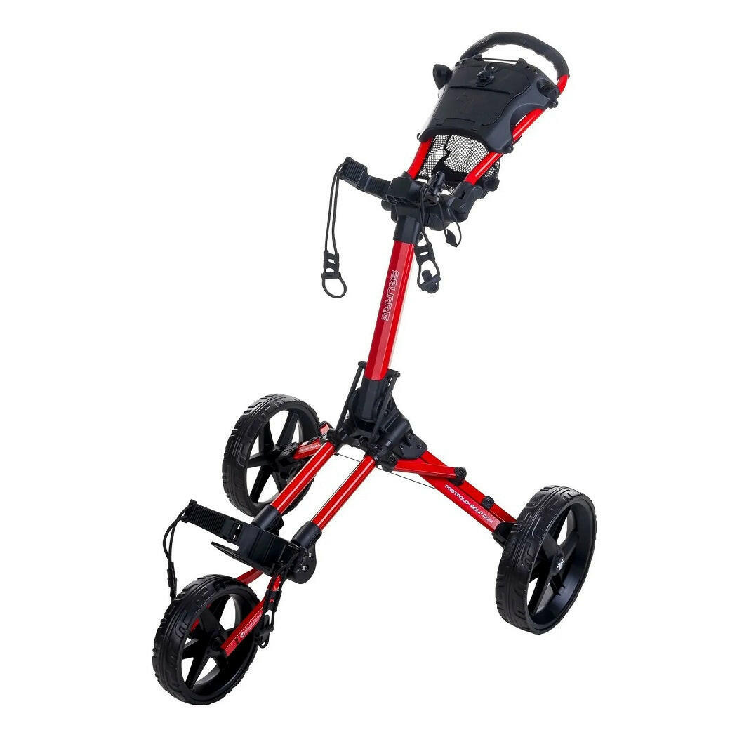 Fastfold Square 3-Wheel Folding Pull/Push Golf Trolley - Red/Black