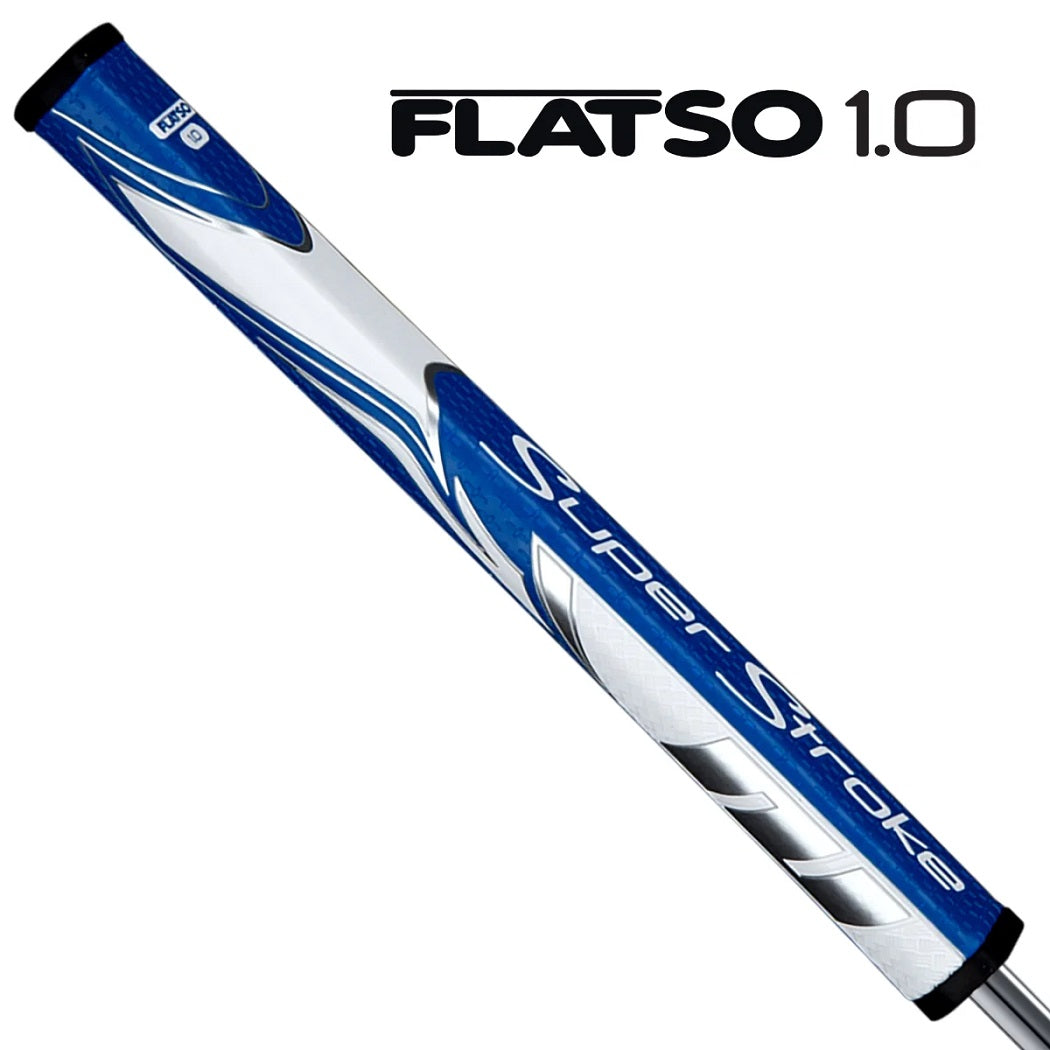 SuperStroke Zenergy Flatso 1.0 putter grip in blue and white