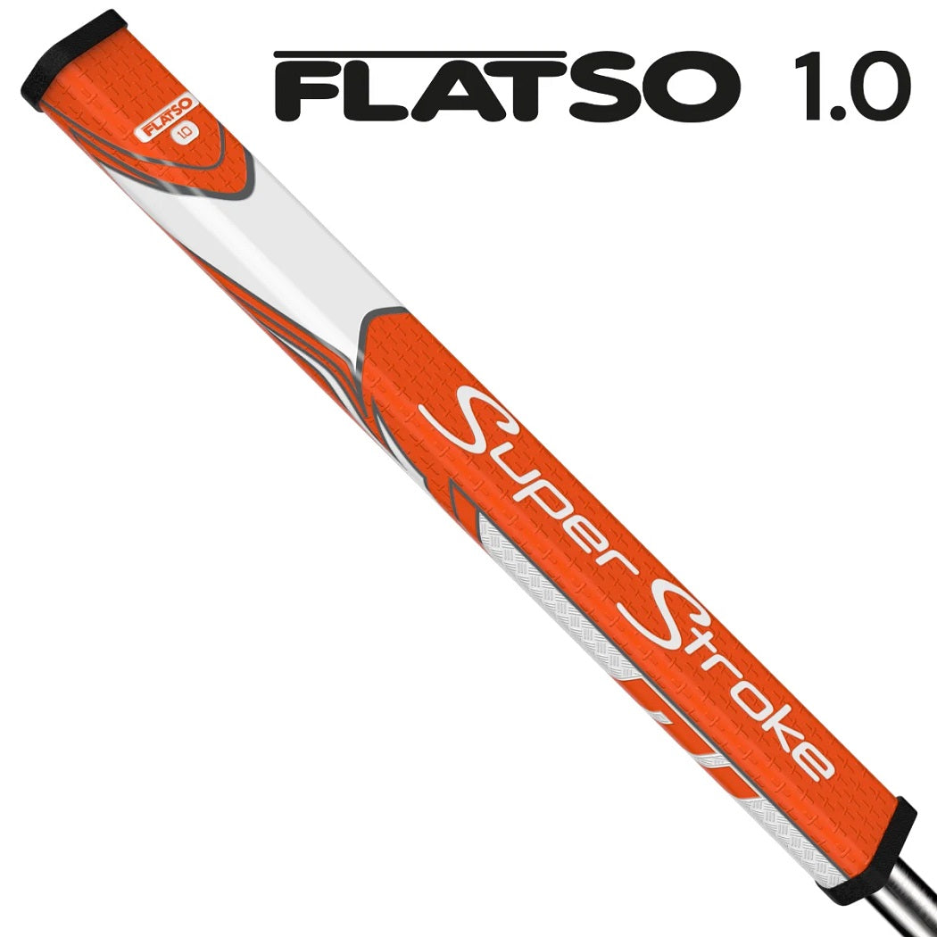 SuperStroke Zenergy Flatso 1.0 putter grip in white and orange