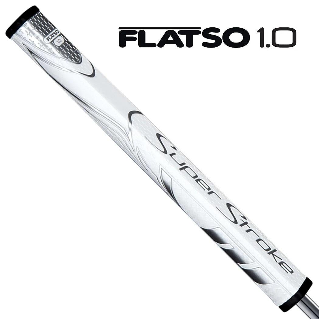 SuperStroke Zenergy Flatso 1.0 putter grip in white and silver