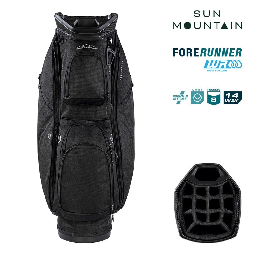 Sun Mountain ForeRunner 14-Way Cart Golf Bag - Black - zipped pockets and divider