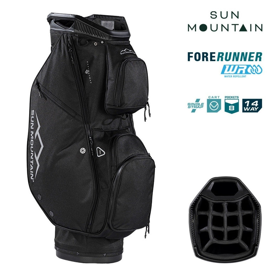 Sun Mountain ForeRunner 14-Way Cart Golf Bag - Black - storage pockets