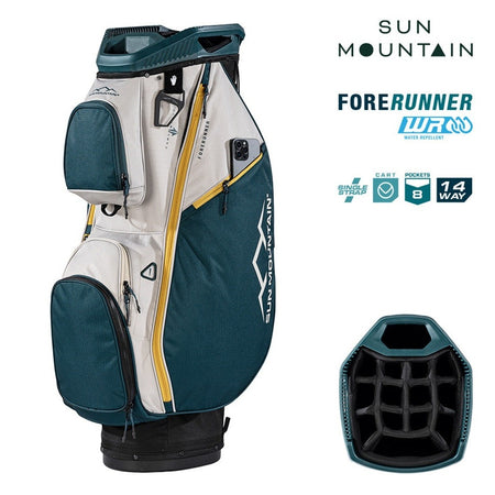 Sun Mountain ForeRunner 14-Way Cart Golf Bag - Black/Pond/Sand - with features