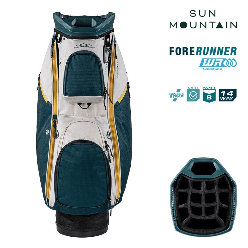 Sun Mountain ForeRunner 14-Way Cart Golf Bag - Black/Pond/Sand - zipped pockets and divider